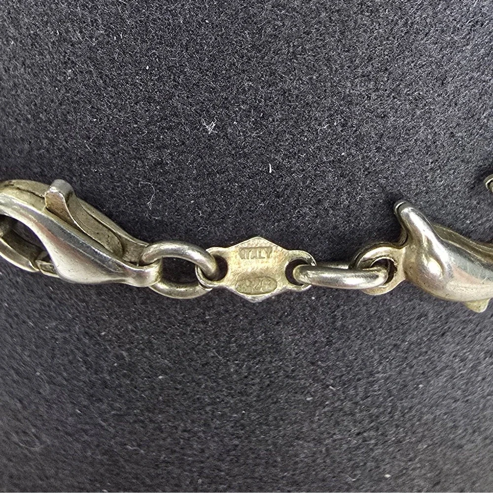 Vintage Italy 925 Sterling Silver Dolphin Link Bracelet 6.25 Inch 6.7g